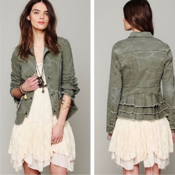 Free People Military Green Ruffles
Jacket Blazer - Picture 1 of 10